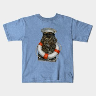 Newfoundland Dog with Life Ring and Sailor Cap Kids T-Shirt